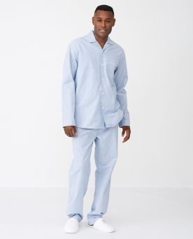 Pajama Set organic- Blue/White M