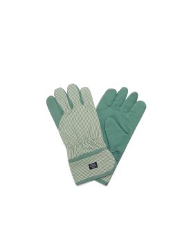 Organic Cotton Oxford Gardening Gloves, Green/White- L/XL