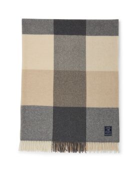 Lexington Checked Recycled Wool Throw- Beige/Gray 130x170