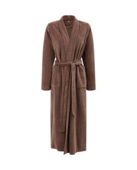 Aubrey Cotton Velour Robe, Medium Brown- M