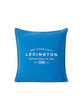 Sea Sand Salt Logo Embroidered Cotton Pillow Cover Putetrekk Blue/White 50x50