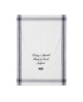 lexington Today's Special Embroidery Organic Cotton Kitchen Towel  Kjøkkenhåndkle White/Dk Blue 50x70