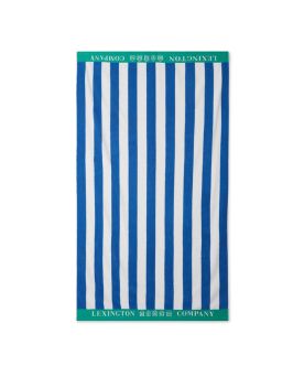 Striped Cotton Terry Beach Towel Strandhåndkle Blue/White/Green 100x180