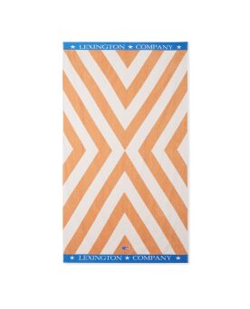 Graphic Cotton Velour Beach Towel Strandhåndkle Beige/White/Blue 100x180