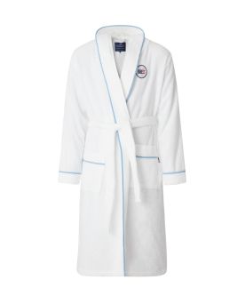 Quinn Cotton Mix Hoodie Robe with Contrast Piping Badekåpe White XS