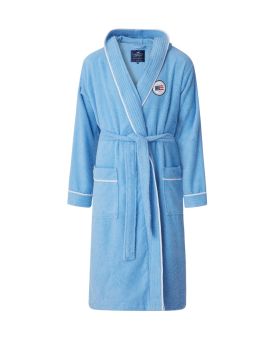 Lexington Quinn Cotton Mix Hoodie Robe with Contrast Piping Badekåpe Blue M