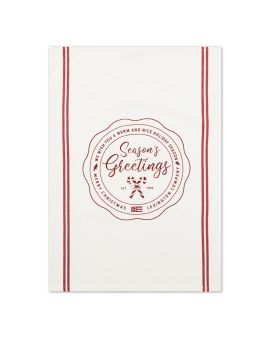 Lexington Seasons Greetings Printed Org Cotton Kitchen Towel 50x70 Hvit/Rød - Kjøkkenhåndkle