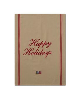 Happy Holidays Embroidered OrgCotton Kitchen Towel