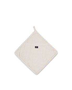 Lexington Icons Cotton Herringbone Striped Potholder- Beige/White