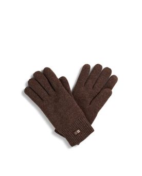 Cordwood Wool Blend Knitted Gloves, Brown Melange- L/XL