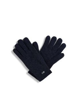 Cordwood Wool Blend Knitted Gloves, Blue Melange- L/ XL