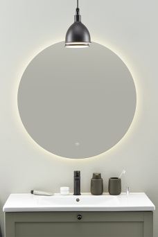 Mjørn rundt speil med dekor led lys 80cm