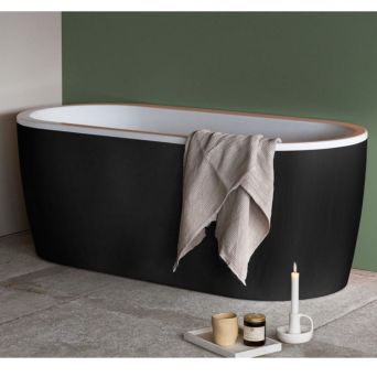 Interform Frøya frittstående badekar 160x75 cm m/ svart panel