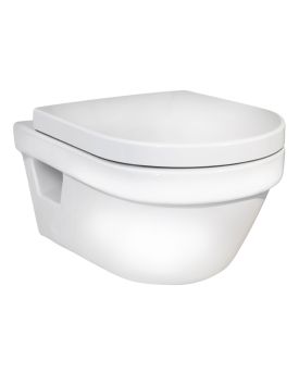 5G84 - Toalett med toalettsete vegghengt, Hygienic Flush Hvit