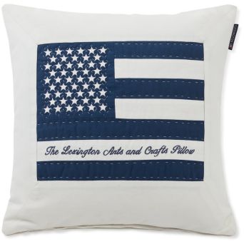 Lexington Arts & Crafts Cotton Twill Pillow Cover- Off White/Blue 50x50